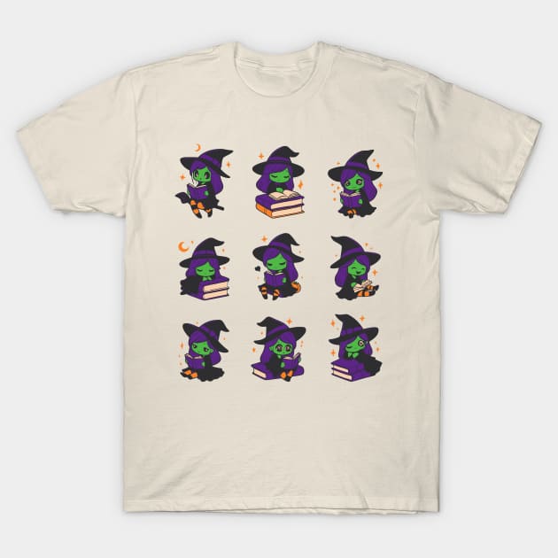 Witch reading books T-Shirt by LittleAna